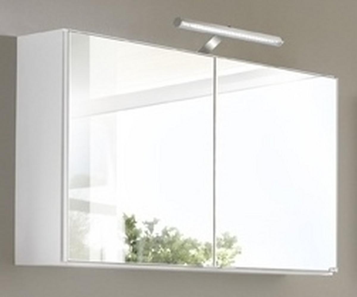 Spiegelschrank Siena mit LED ca. 80x65x20cm 2-türig Weiß - Chromfarben/Weiß, MODERN, Holzwerkstoff/Metall (80/65/20cm) - Held