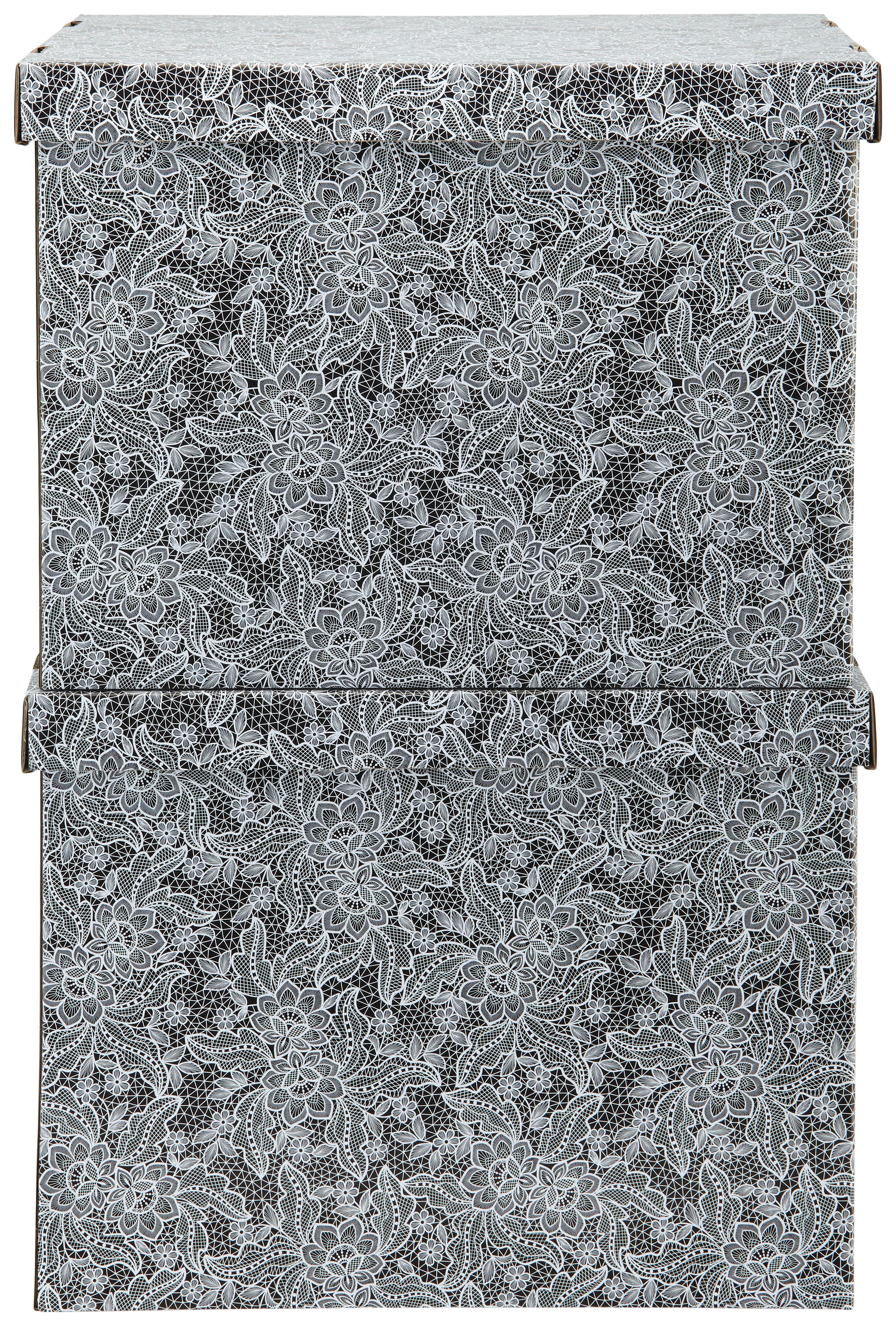 Škatla S Pokrovom Jimmy -Ext- - črna/bela, karton (44,3/33,5/32,5cm) - Modern Living