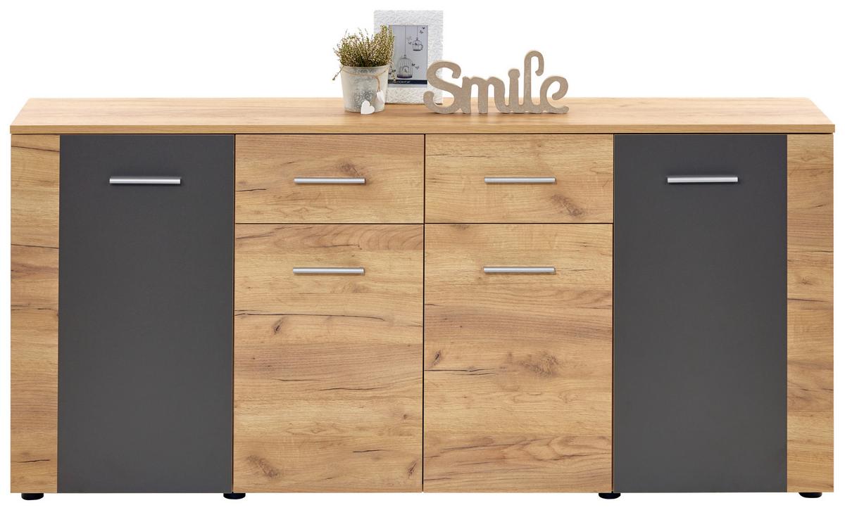 Comodă Uno - culoare lemn stejar/gri, Modern (177/80/40cm) - Modern Living