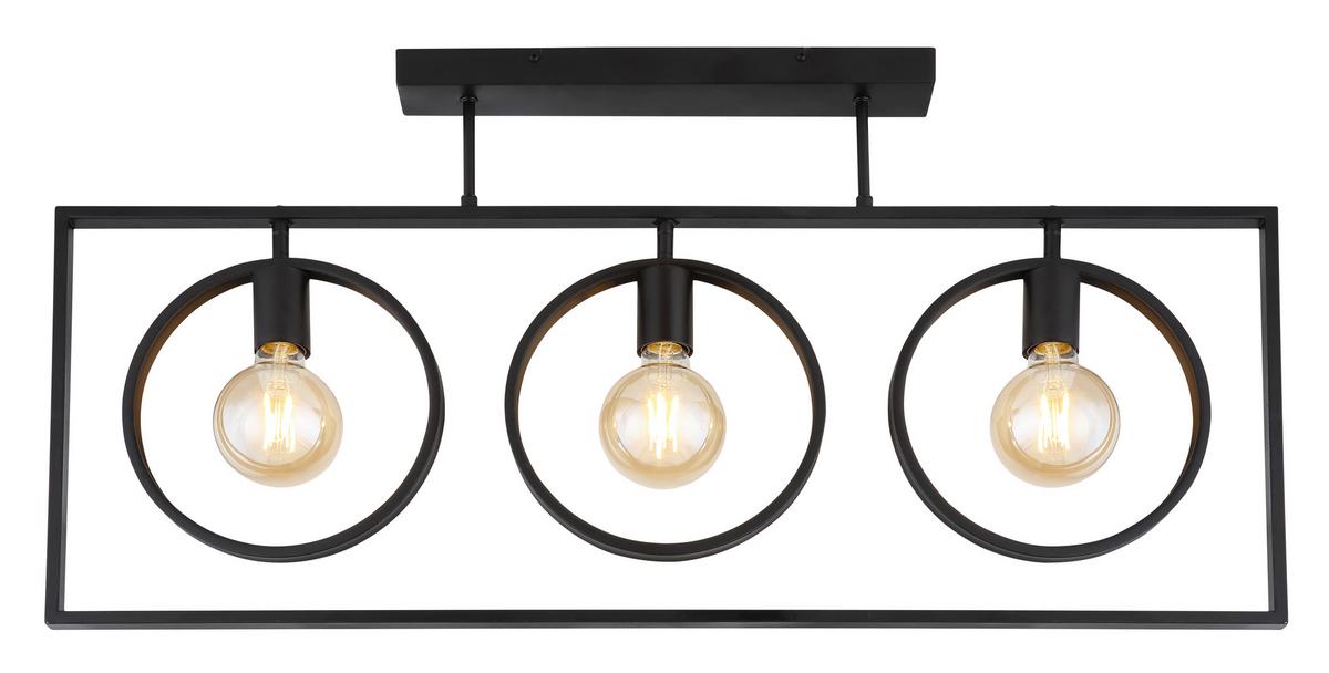 Deckenleuchte 15489D in Schwarz max. 60 Watt - Schwarz, Design, Metall (92/24/45,5cm) - Globo