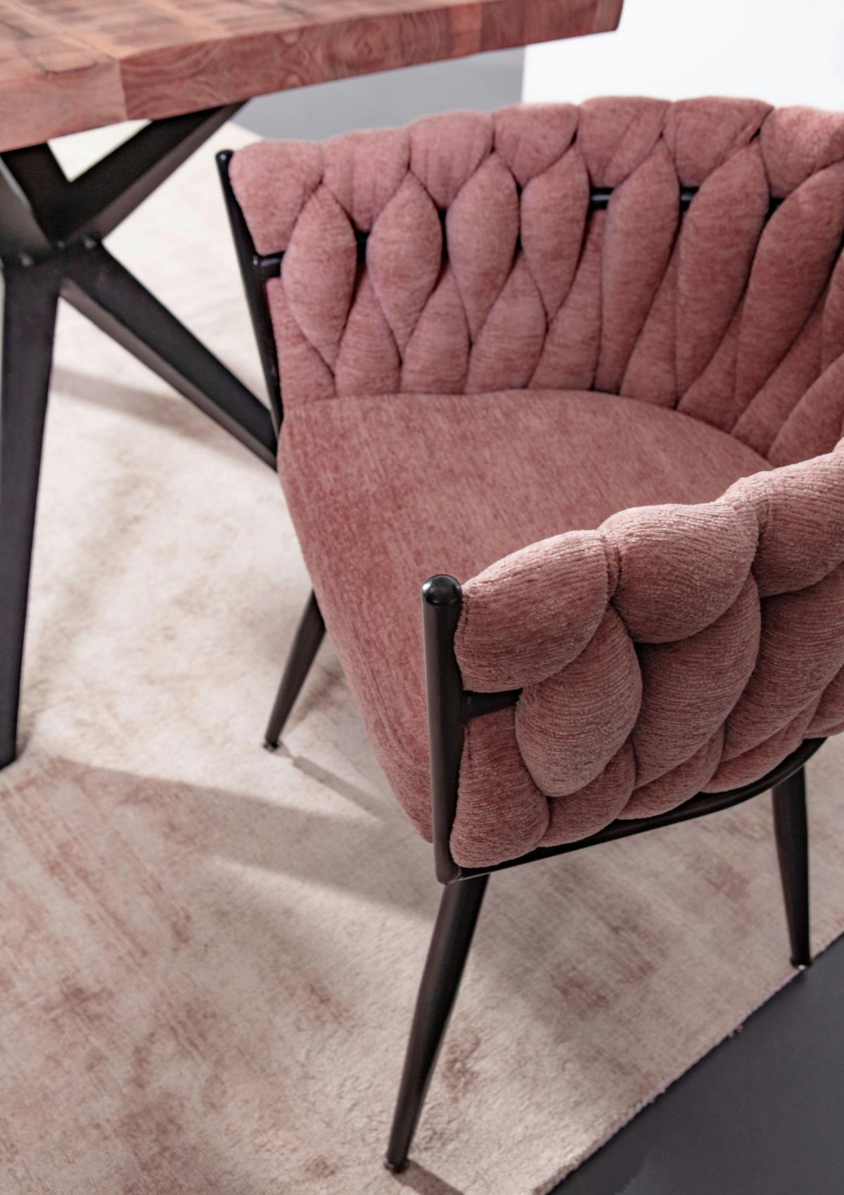 KRZESŁO Z PODŁOKIETNIKAMI WEAVY - różowy/czarny, Design, metal/tkanina (60/78/55cm) - Landscape