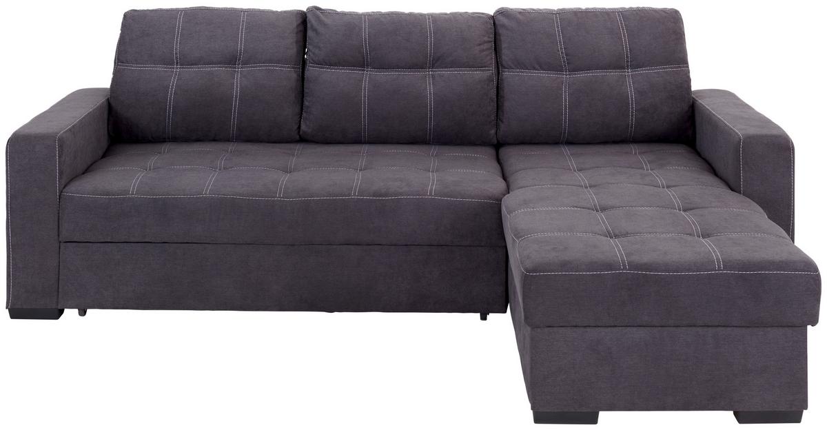 Sedežna Garnitura Mediolan, Z Ležiščem - temno siva/črna, Design, umetna masa/tekstil (240/160cm) - Mömax