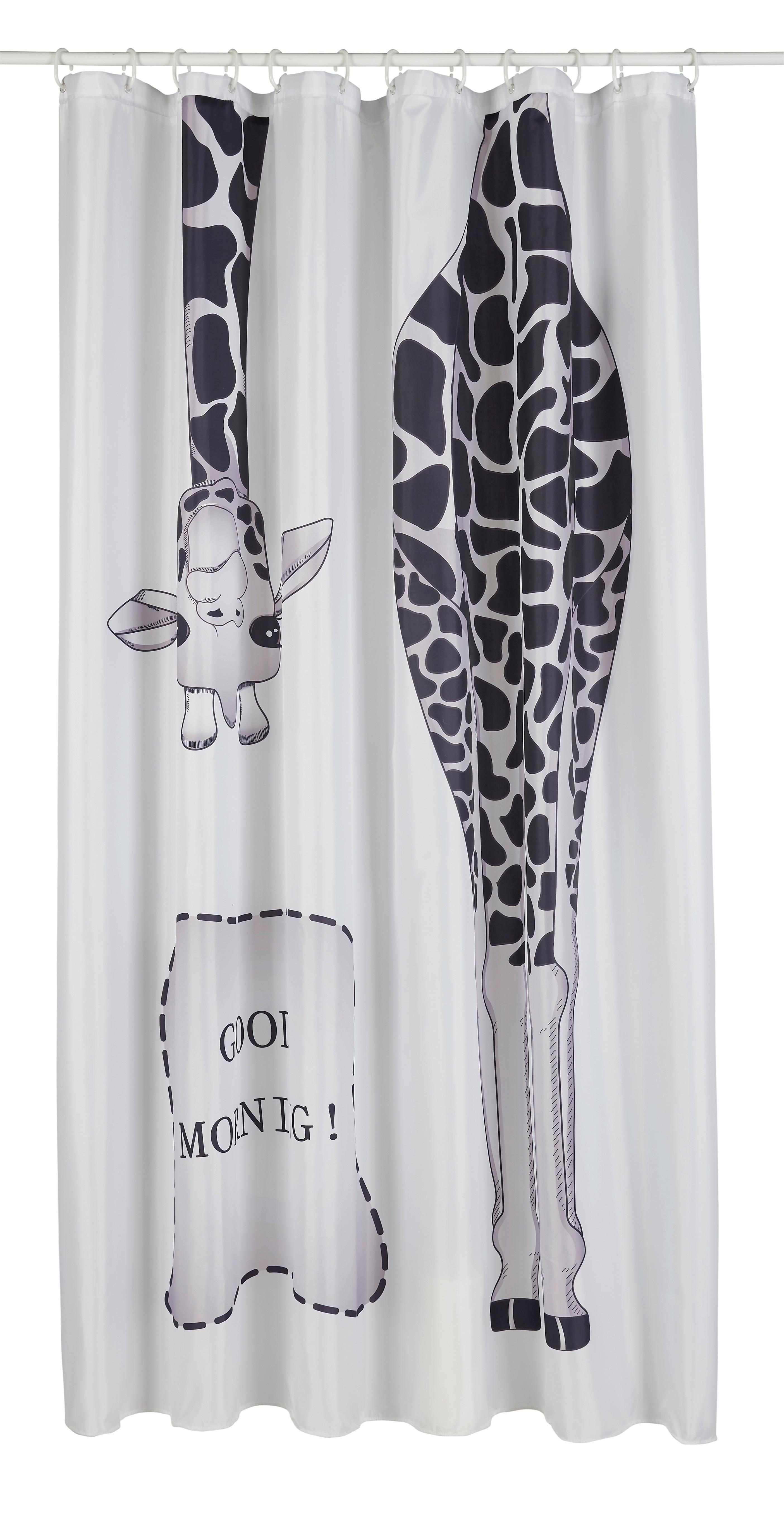 Duschvorhang Giraffe in Grau ca. 180x200cm - Weiß/Grau, Textil (180/200cm) - Modern Living
