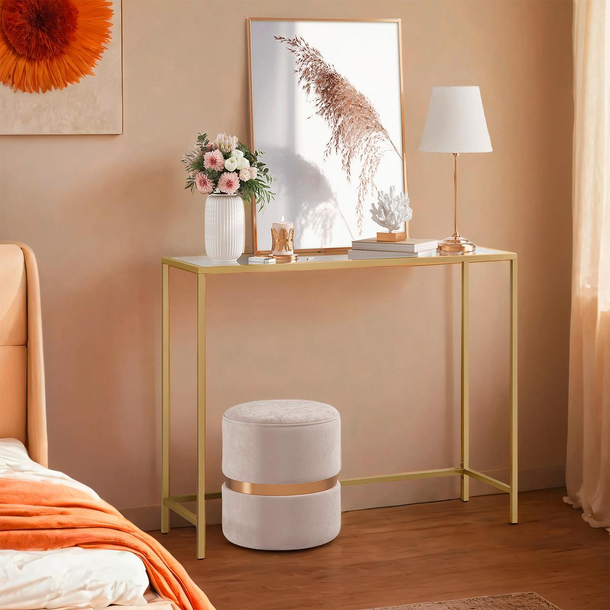 Konsolentisch in Gold ca. 100,5x80x20 cm - Goldfarben, Trend, Glas/Metall (100,5/80/20cm) - MID.YOU