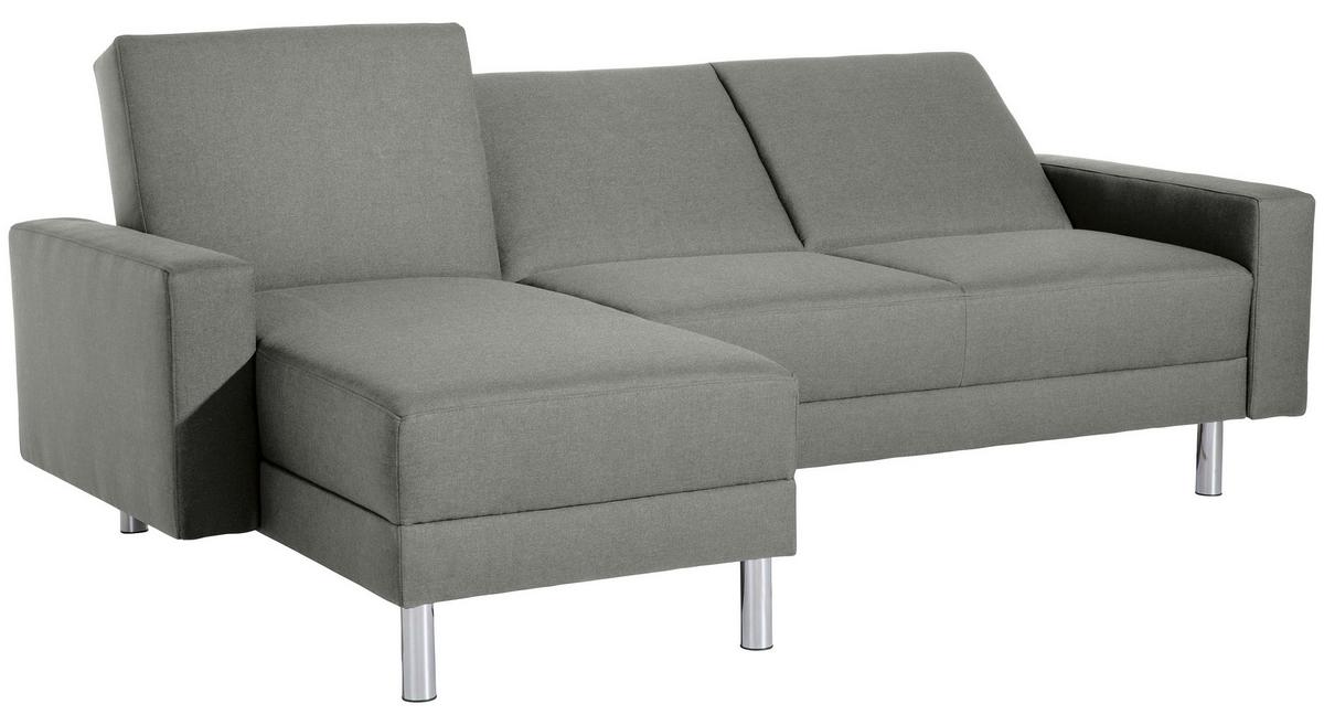ECKSCHLAFSOFA JUST FASHION - Chromfarben/Hellgrau, KONVENTIONELL, Textil/Metall (152/230cm) - Max Winzer