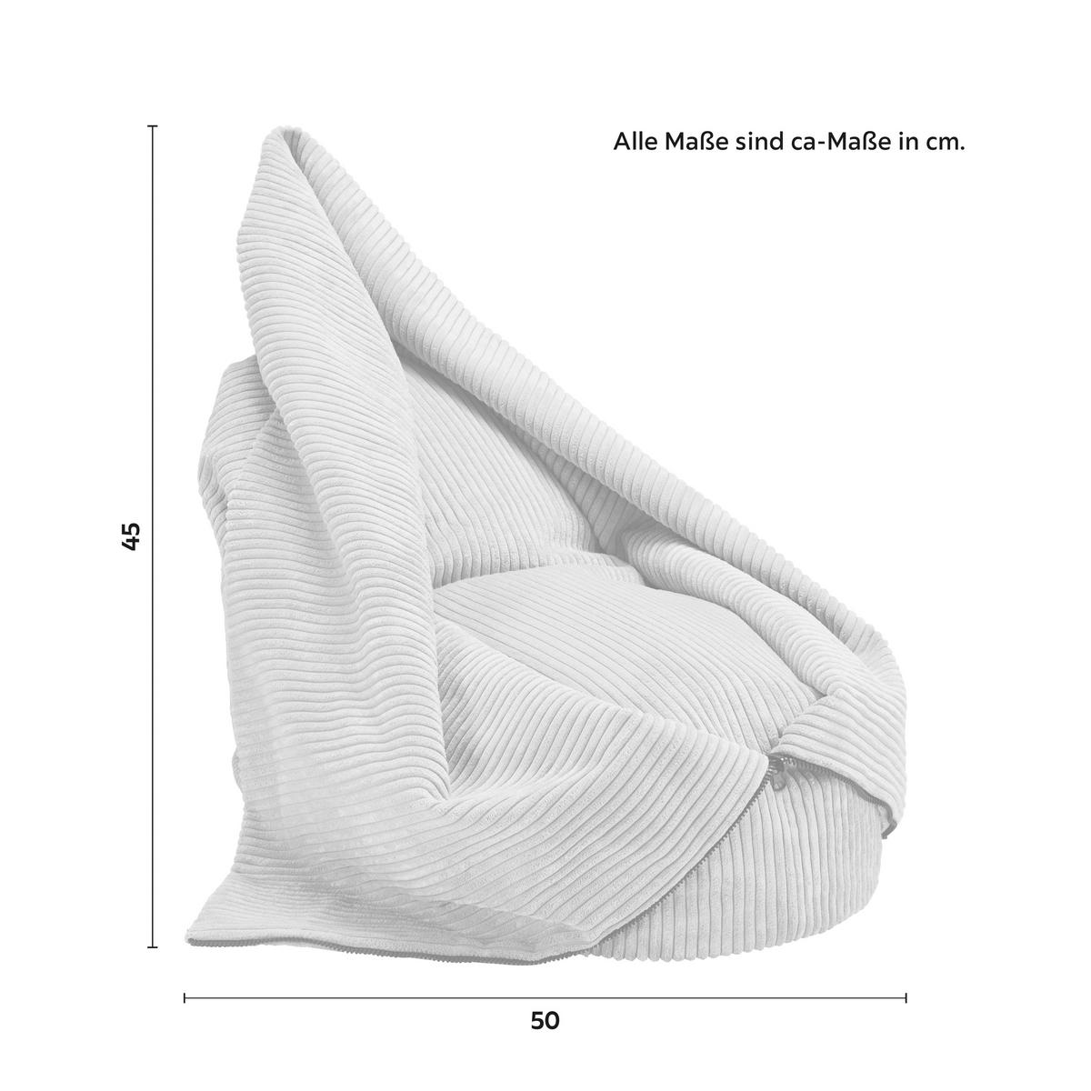 Sitzsack Capri Hellgrau Cord - Hellgrau, MODERN, Textil (45/50/80cm)