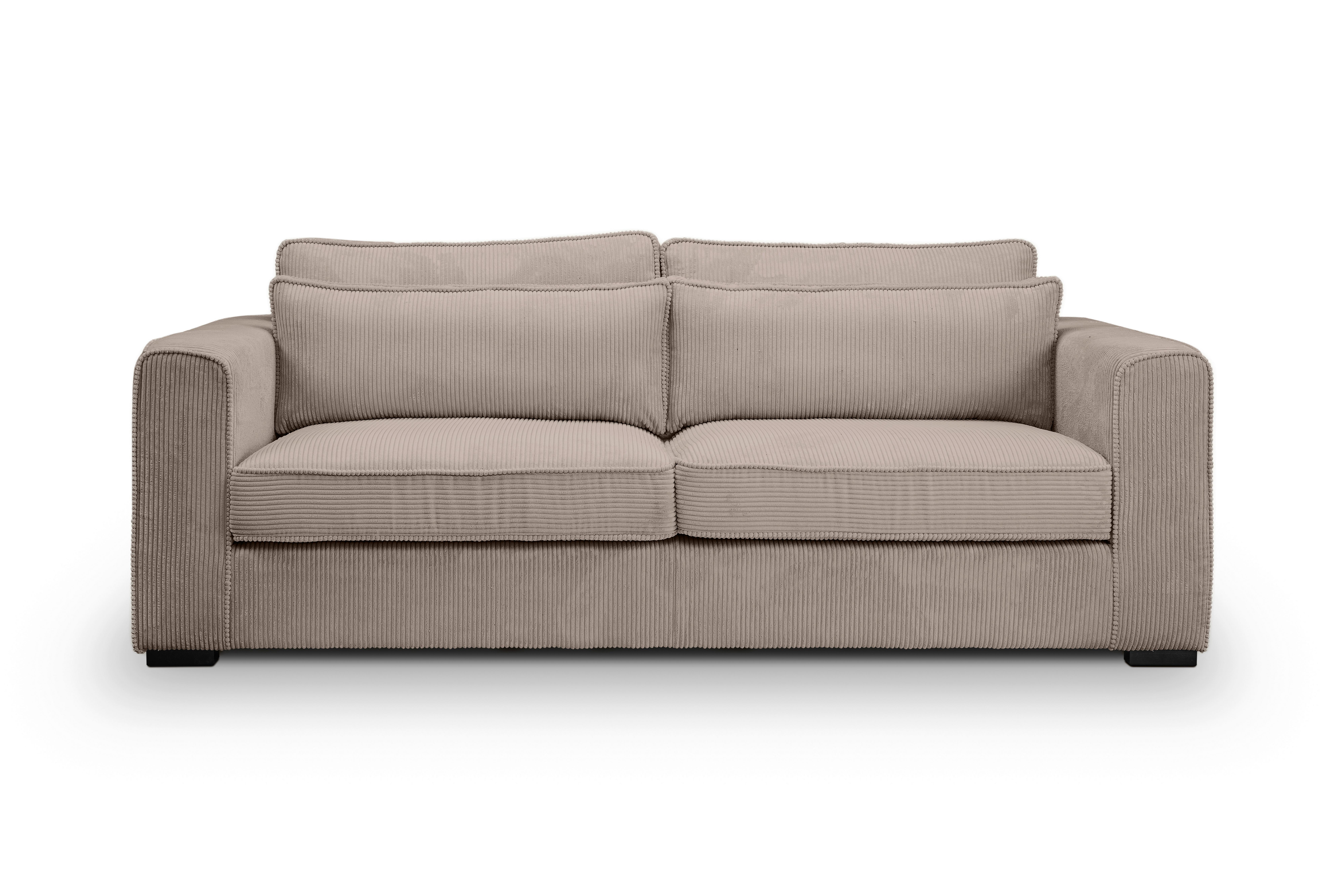 3-Sitzer-Sofa Almera Beigebraun - Beigebraun/Schwarz, Basics, Holz/Textil (241/92/112cm) - MID.YOU