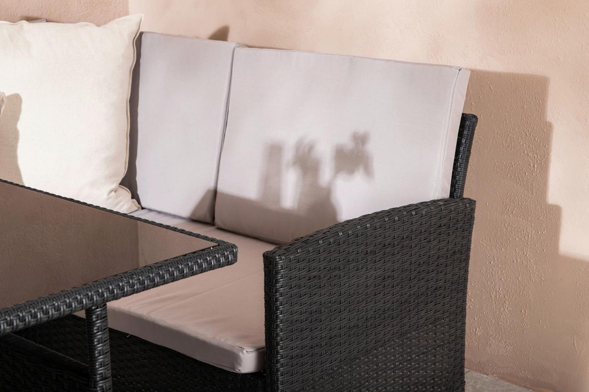 Dining-Loungeset Knock Grau/Schwarz - Schwarz/Grau, KONVENTIONELL, Kunststoff - Gardenson