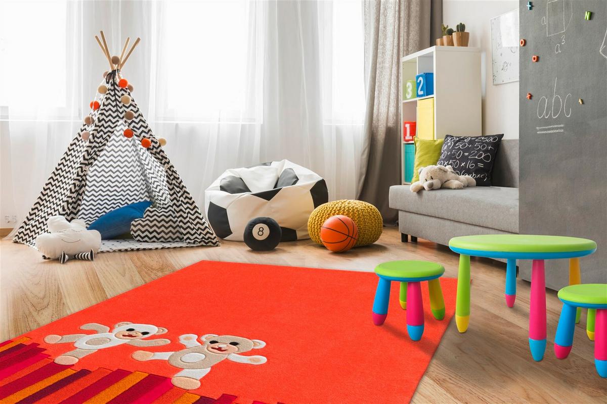 KINDERTEPPICH JOY 4117 MULTI TEDDY 110 X 160 - Multicolor, Design, Textil (110/160cm) - Kayoom