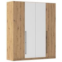 Kleiderschrank Safari Weiß/Eiche Dekor - Weiß/Eiche Artisan, KONVENTIONELL, Holzwerkstoff/Metall (181/229/54cm) - Based