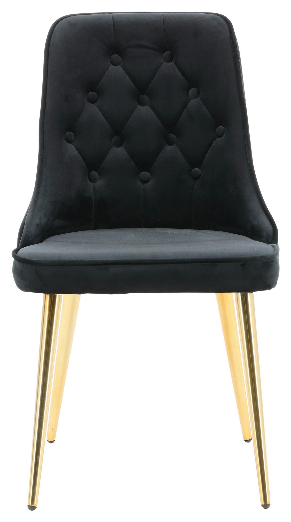 STUHL-SET VELVET DELUXE - Goldfarben/Schwarz, Design, Kunststoff/Textil (50/88.5/66cm) - Livetastic