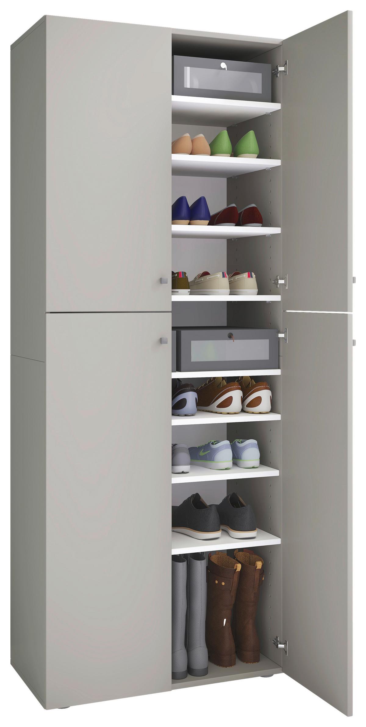 Schuhschrank Lona XXL ca.710x182x37cm Grau - Silberfarben/Schwarz, KONVENTIONELL, Holzwerkstoff/Kunststoff (70/182/37cm) - MID.YOU