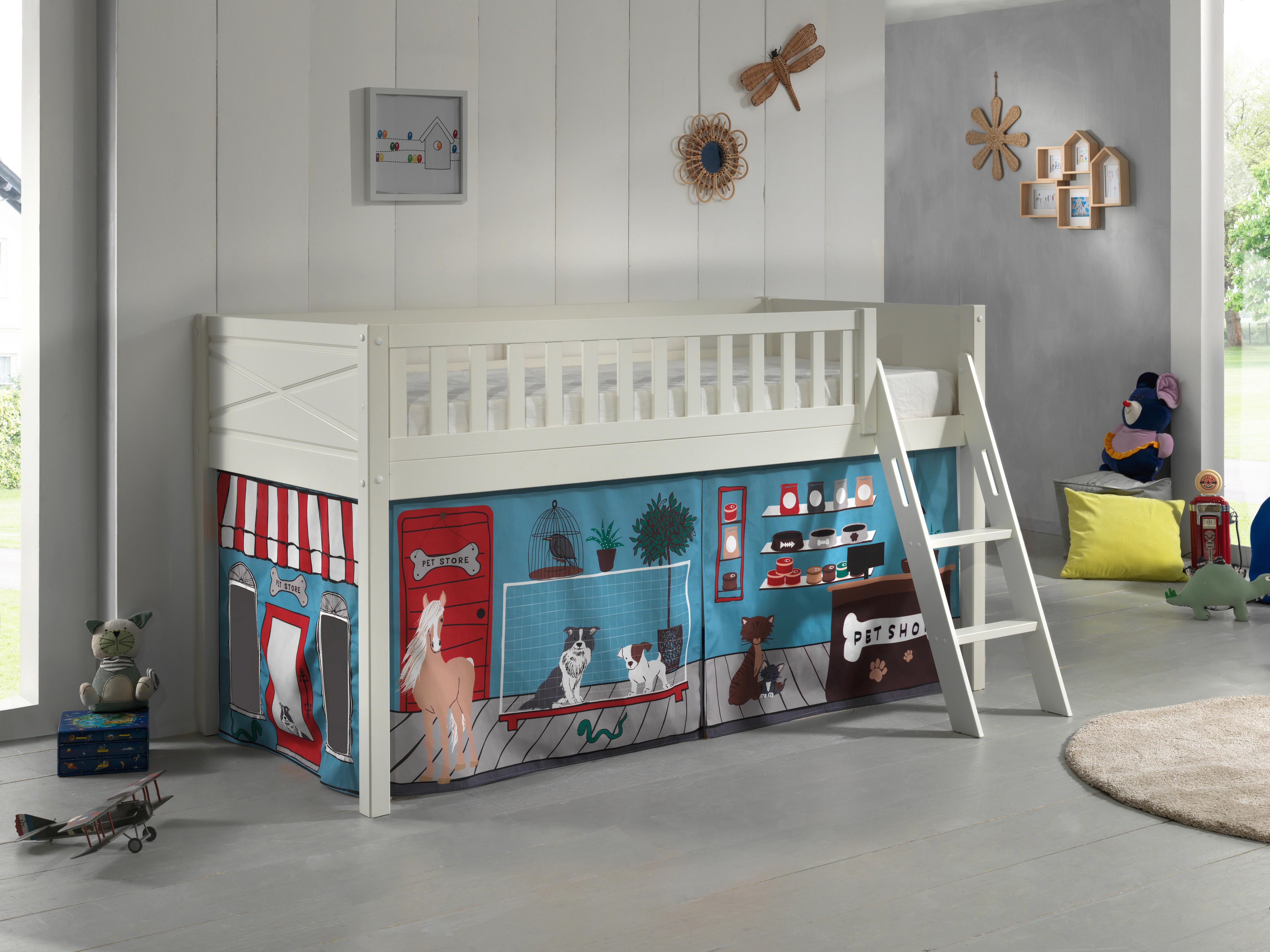 Spielbett Scott ca. 90x200 cm Weiß - Naturfarben/Weiß, ROMANTIK / LANDHAUS, Holz (90/200cm) - Vipack