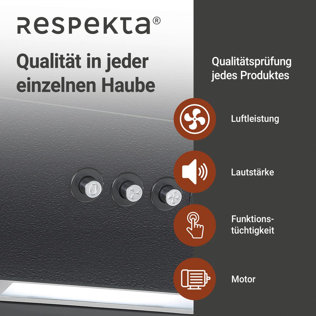 Dunstabzugshaube Respekta Sasha CH35060MS-19 Schwarz - Schwarz, Trend, Glas/Metall (60/59,5-87,5/26,3cm) - Respekta