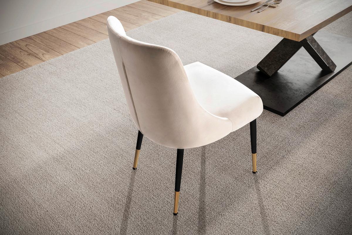 STUHL WL6.998 - Beige/Goldfarben, Design, Textil/Metall (49/85/56cm) - Livetastic