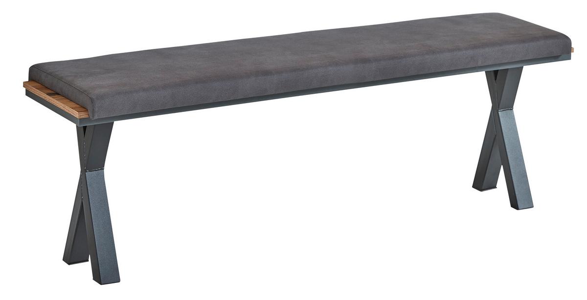 Sitzbank "Prato" , eiche - Dunkelgrau/Eichefarben, Natur, Holzwerkstoff/Textil (166/49/39cm) - Livetastic