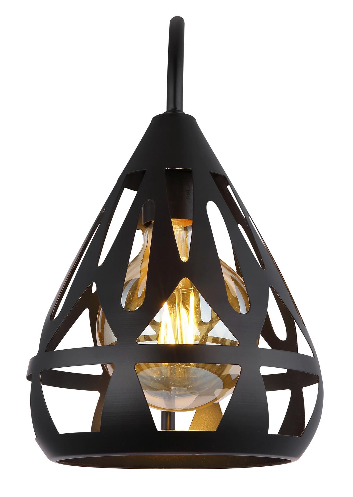 Wandleuchte Hassan Schwarz max. 40 Watt - Schwarz, KONVENTIONELL, Kunststoff/Metall (17/25/29cm) - Globo
