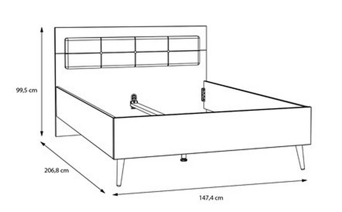 Posteljni Okvir Whenua, Barva Hrasta, Zelena - barve hrasta/žajbljevo zelena, Moderno, kovina/leseni material (140/200cm) - Mömax