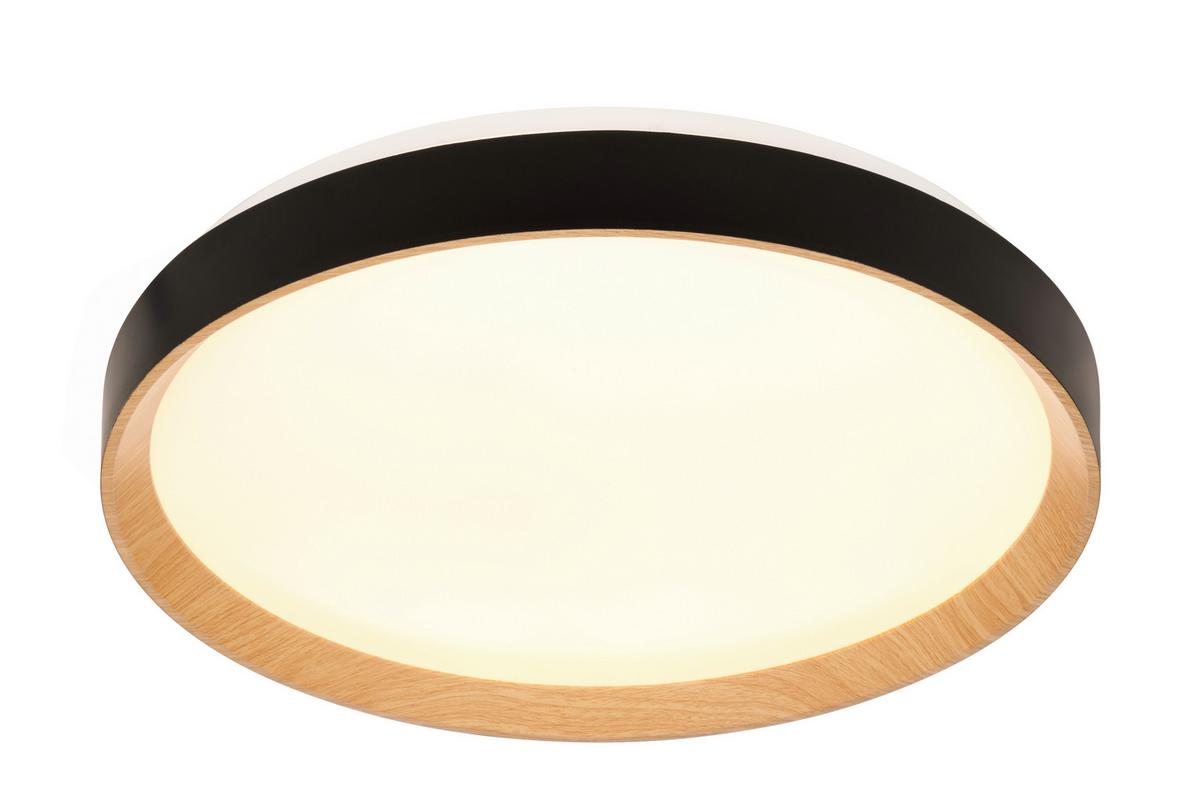 LAMPA SUFITOWA LED NASHVILLE - czarny/kolor dębu sonoma, Basics, tworzywo sztuczne/metal (48/8cm) - Novel