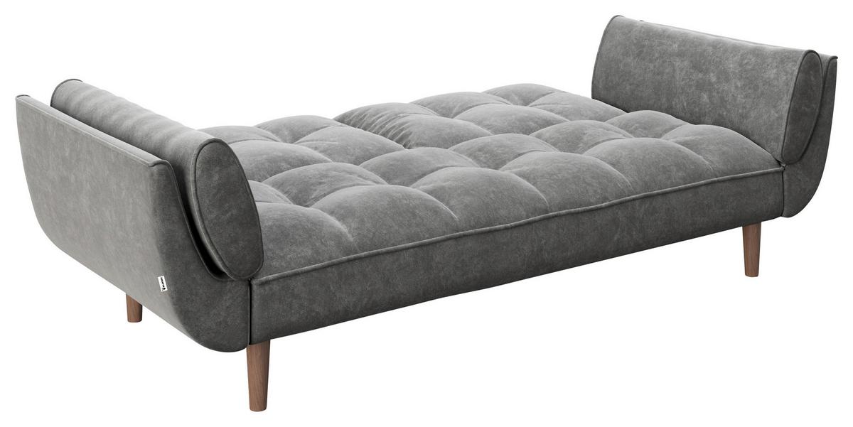 PLAYBOY 2-Sitzer-Sofa Scarlett Anthrazit Samt m. Schlaffunkt. - Anthrazit, KONVENTIONELL, Holz/Textil (215/81,5/84,5cm) - Playboy