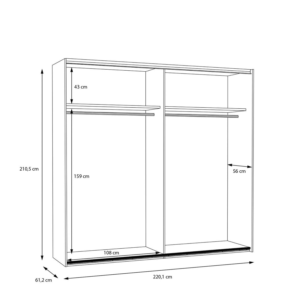 Omara Z Drsnimi Vrati Whenua, Barva Hrasta, Zelena - barve hrasta/žajbljevo zelena, Moderno, kovina/leseni material (220/210,5/62cm) - Mömax