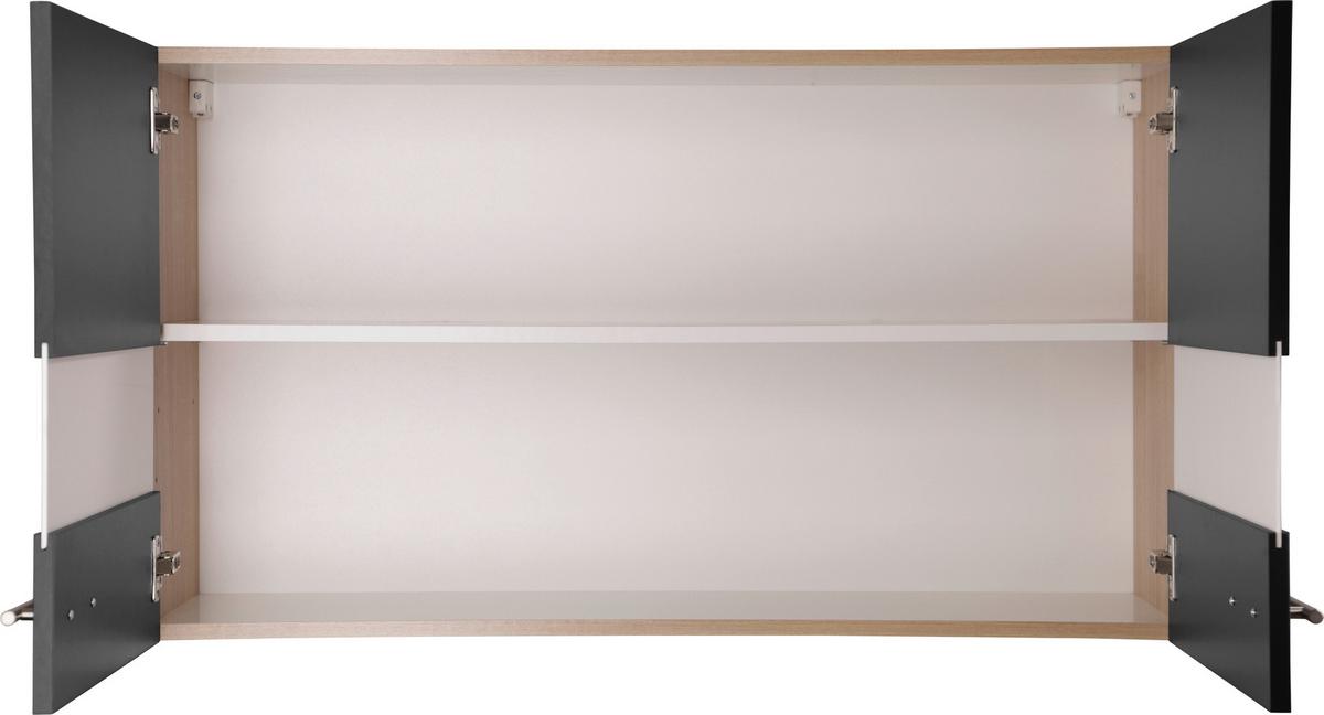 Kuhinjska Zgornja Omarica Merle, Barva Hrasta, Črna - srebrne barve/črna, Basics, kovina/steklo (100/56,1/34,6cm) - Respekta