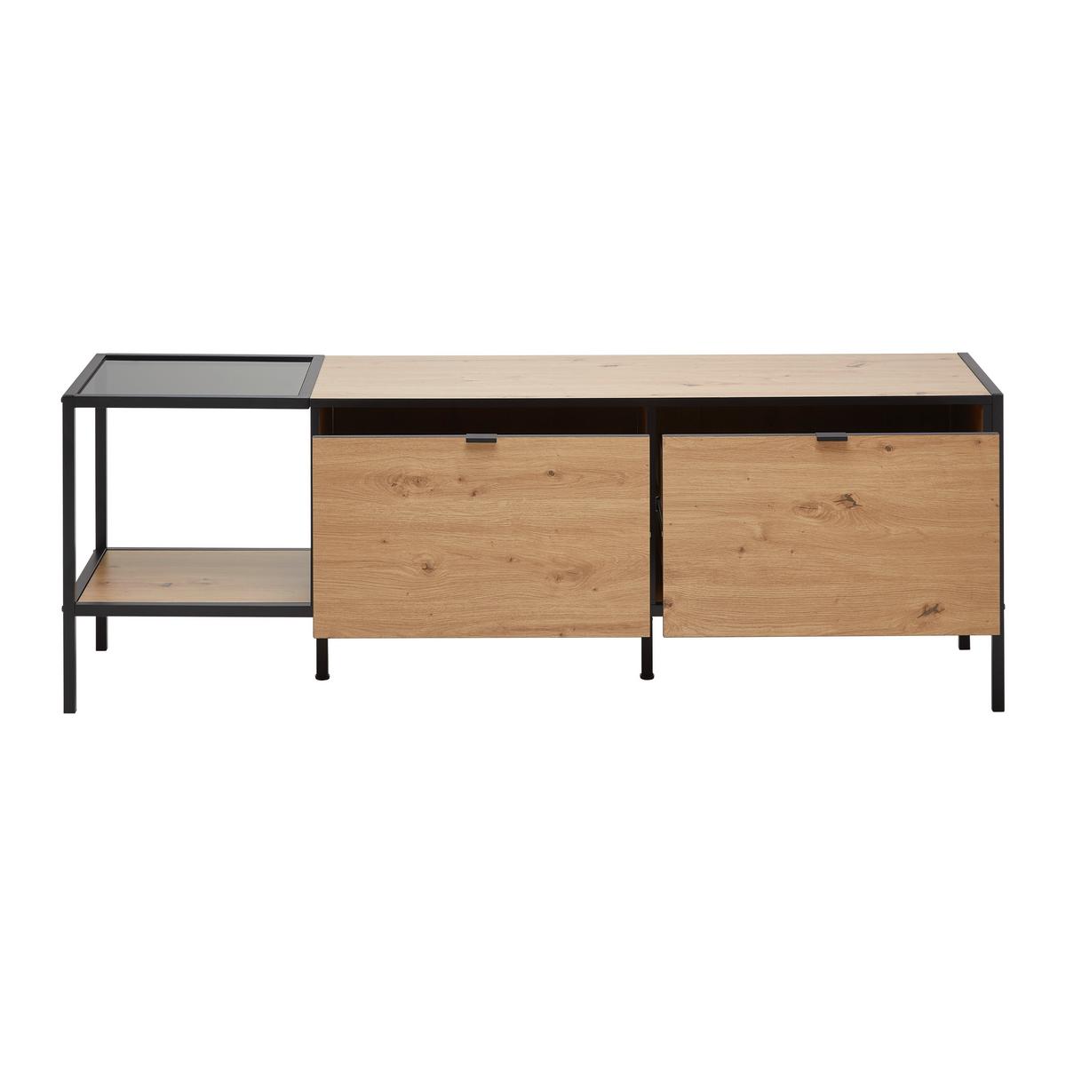 Tv Szekrény Queens - natúr színű/fekete, Modern, faalapú anyag/fém (160/54/40cm) - Mömax