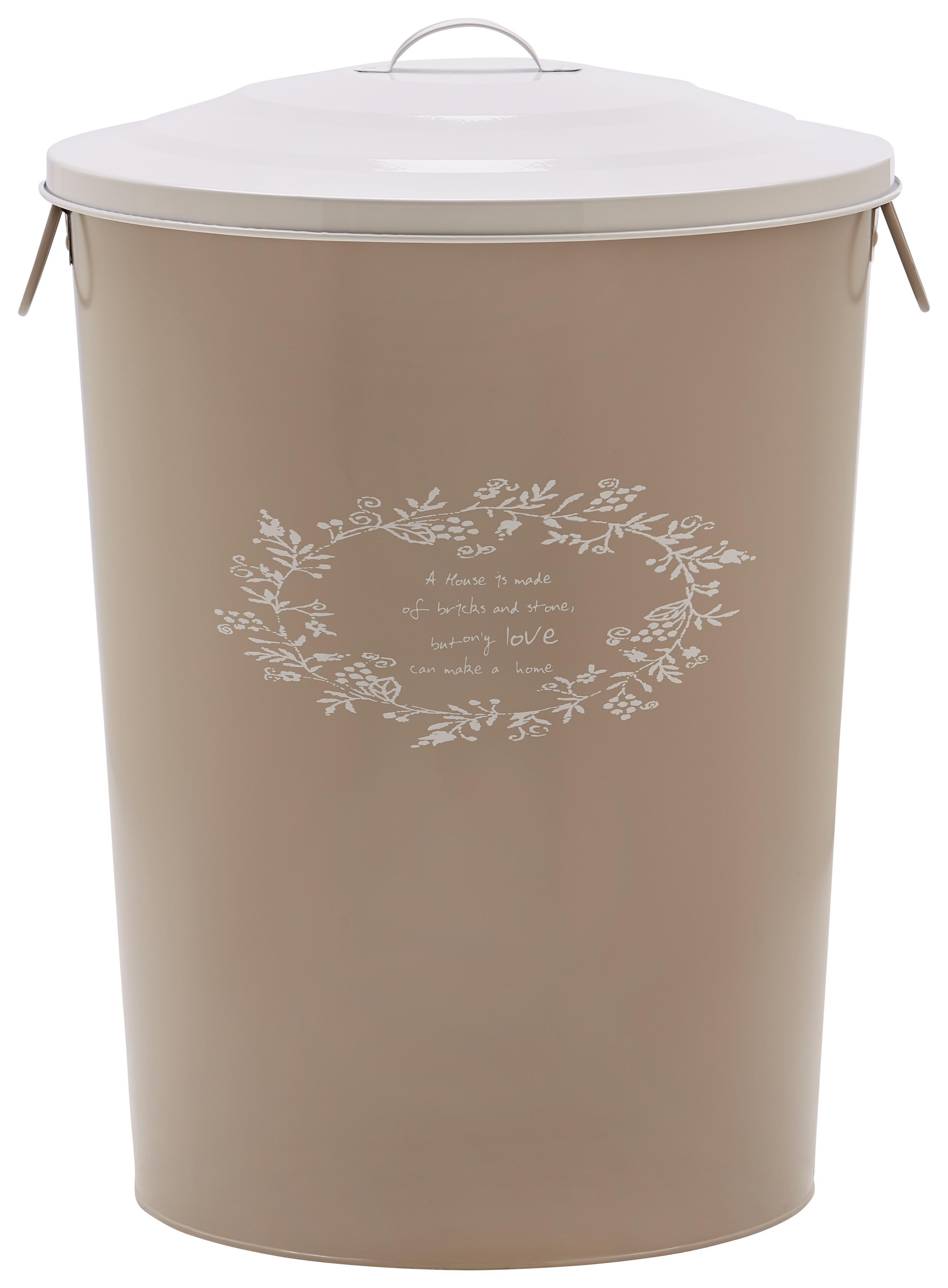 Wäschetonne Lore Creme - Creme/Grau, ROMANTIK / LANDHAUS, Metall (39/50cm) - Zandiara