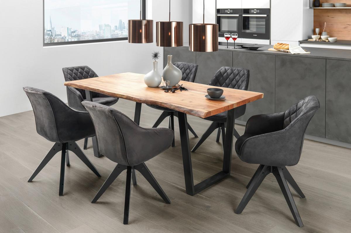 KRZESŁO Z PODŁOKIETNIKAMI COOL - czarny/ciemnoszary, Lifestyle, drewno/tkanina (60/83/65cm) - Landscape