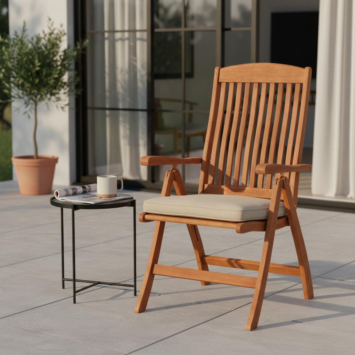 Gartenklappsessel Maracaibo Naturfarben Echtholz - Naturfarben, KONVENTIONELL, Holz (58/110/67cm) - Gardenson