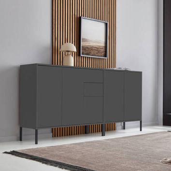 Sideboard Mailand Set 10 Anthrazit - Anthrazit, MODERN, Holzwerkstoff/Metall (184,5/86/33cm) - MID.YOU