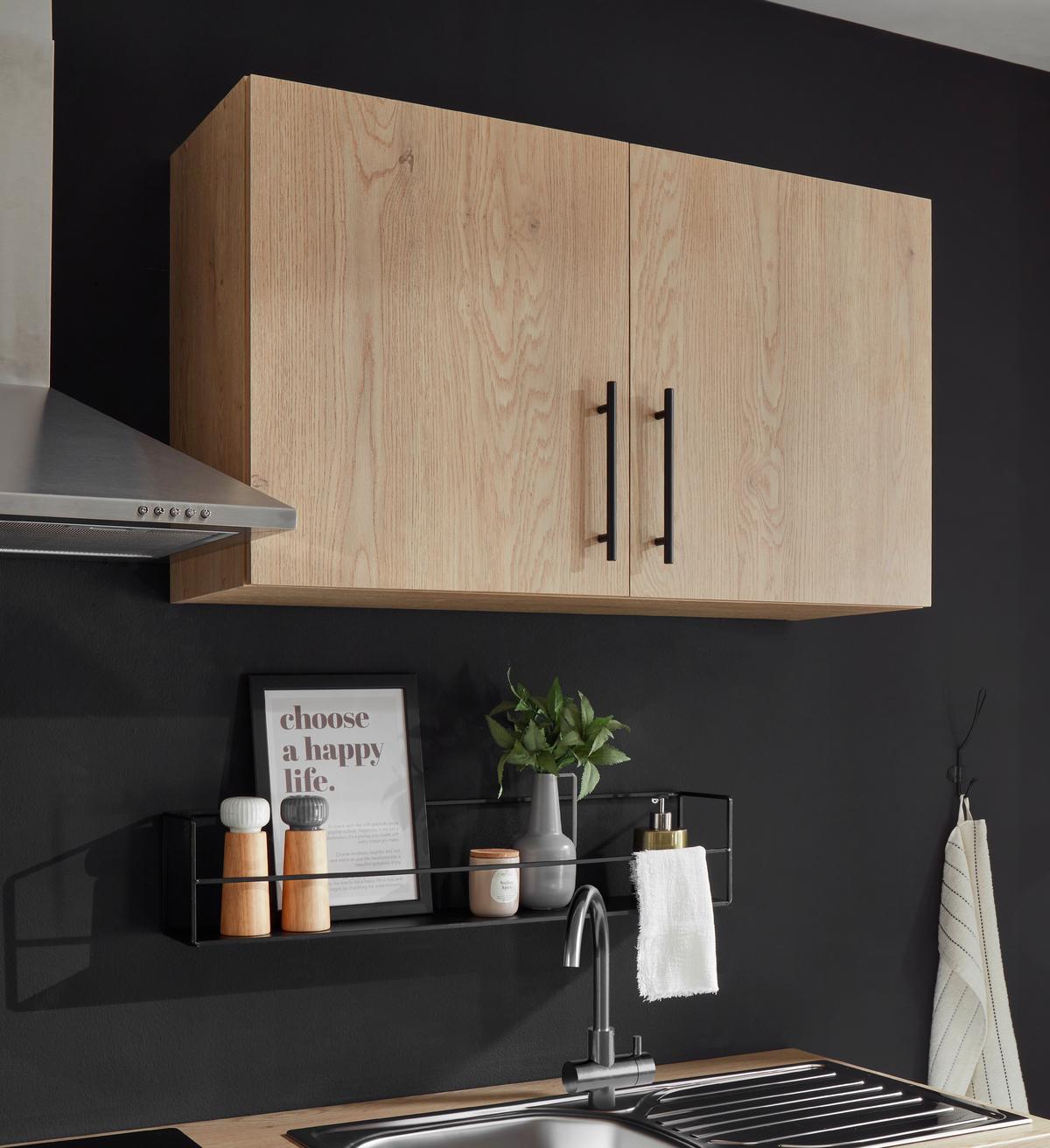 Konyhablokk Gépek Nélkül Hamburg Z 270 White - tölgyfa színű/fekete, Trend, faalapú anyag/fém (270/200/60cm)