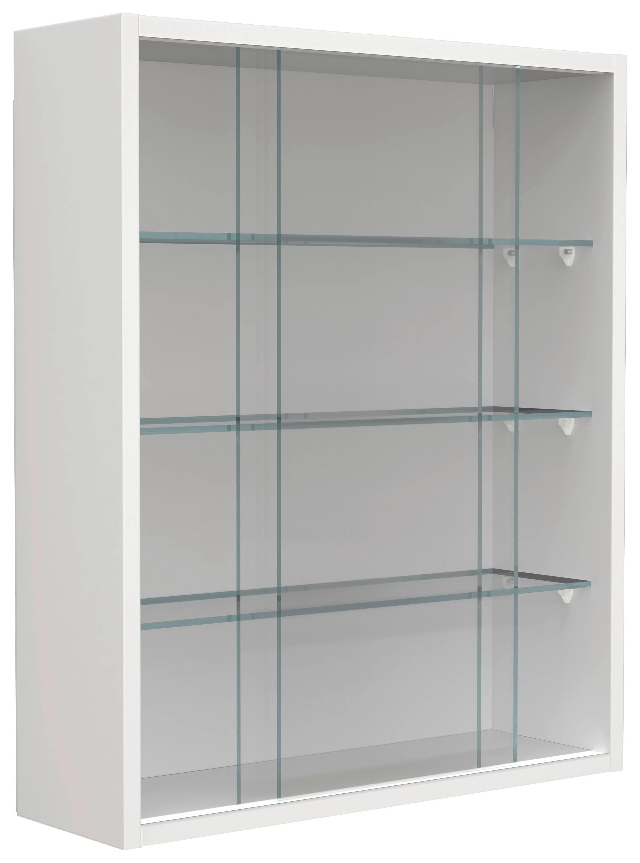 Viseča Vitrina Drivalo M, Bela - bela/prosojno, Design, steklo/leseni material (50/60/15cm) - MID.YOU