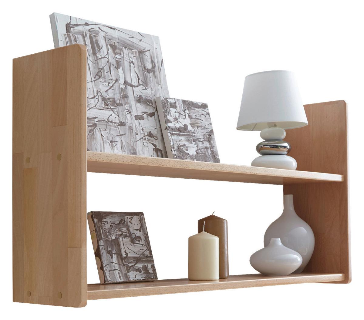 Stenski Regal Simone, Bukev, Masivno - barve bukve, Basics, les (90/45/20cm) - MID.YOU