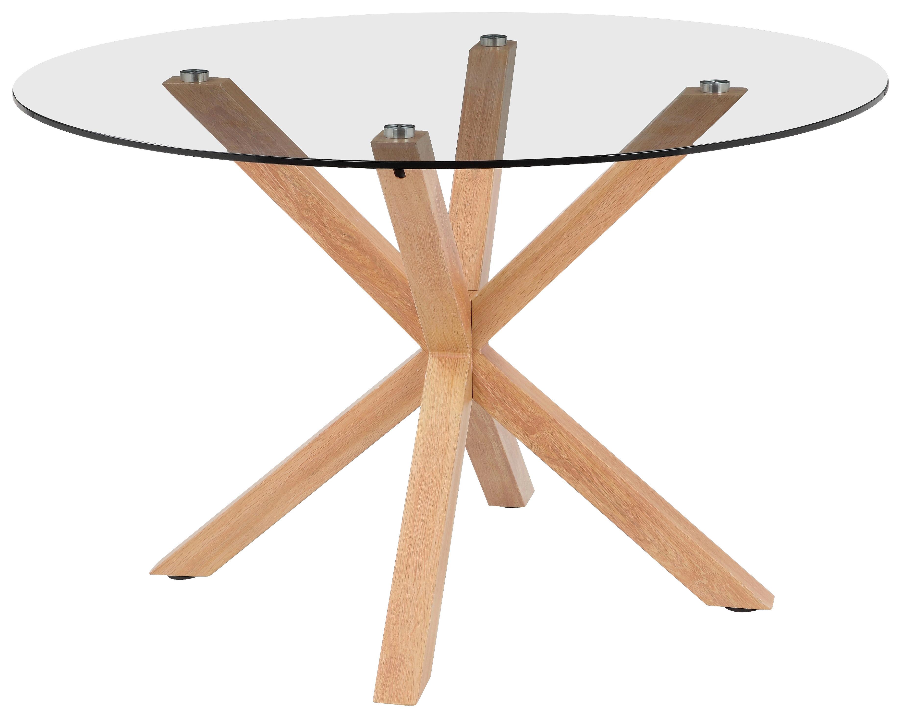 Jedilna Miza Nara, Barva Hrasta, Ø 119 - barve hrasta/prozorno, Moderno, kovina/steklo (119/75,5cm) - P & B
