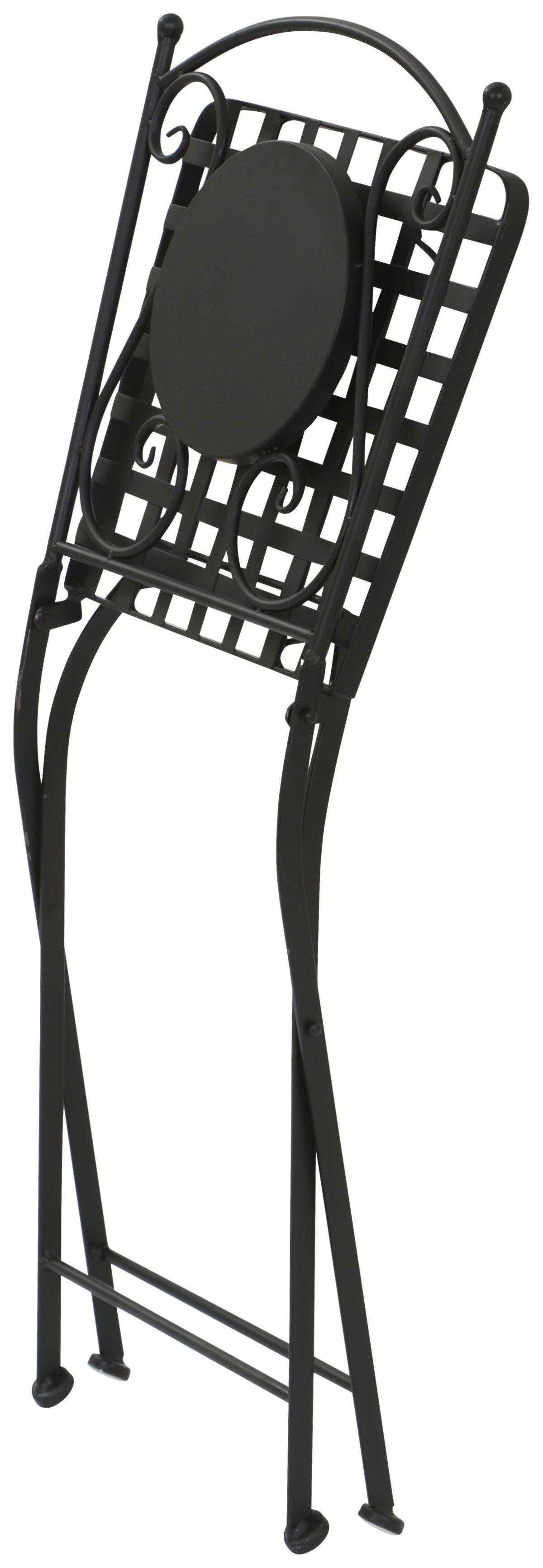 Gartenstuhl Schwarz Mosaik klappbar - Multicolor/Schwarz, MODERN, Keramik/Metall (39/88,5/49,5cm) - Siena Garden