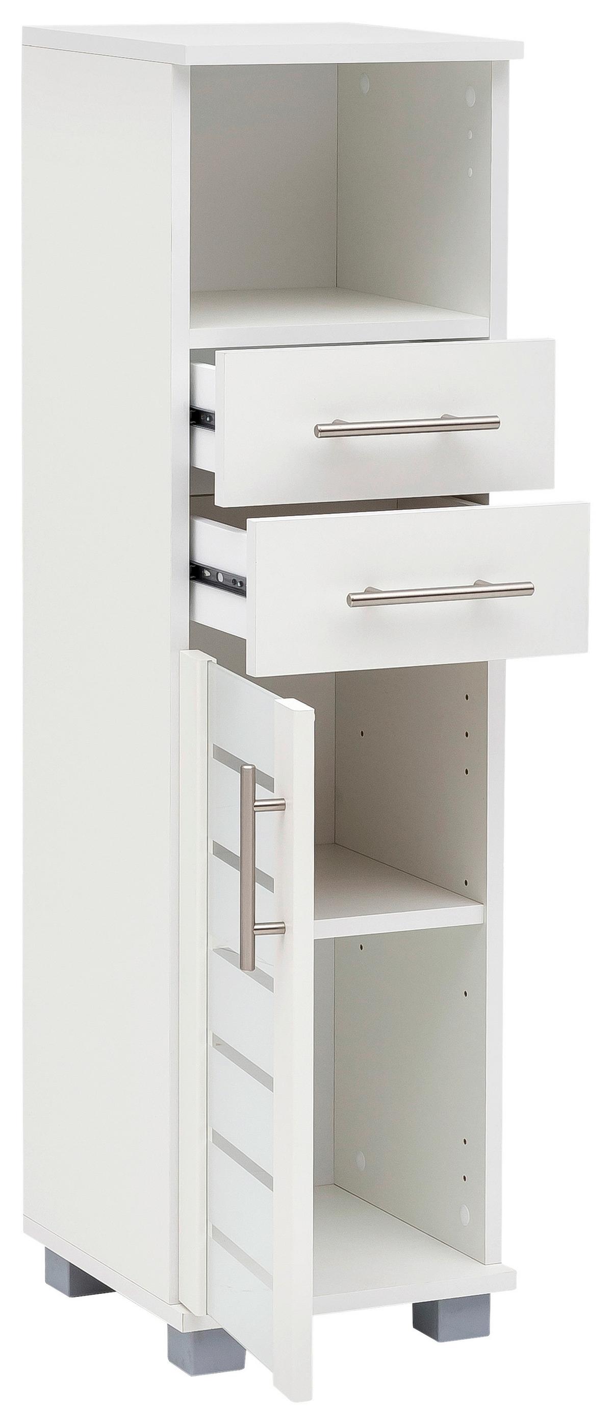 Midischrank Niko Weiß - Edelstahlfarben/Silberfarben, MODERN, Glas/Holzwerkstoff (30,3/110,5/32,6cm) - MID.YOU