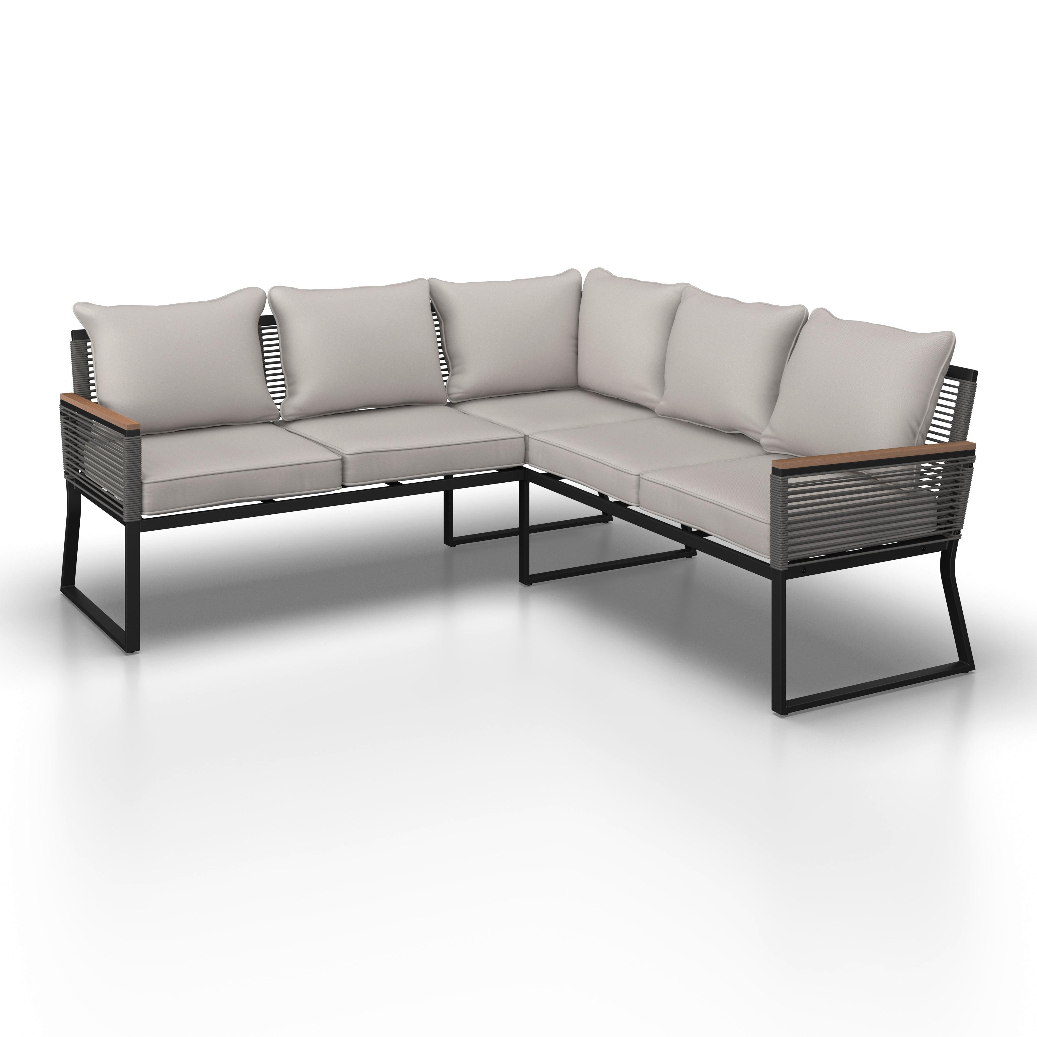 LOUNGESET SONORA - ljusgrå/svart, Modern, metall/glas (181/73/65cm) - Bessagi Garden