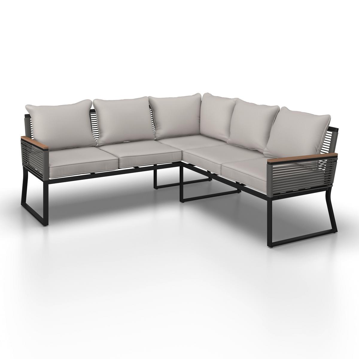 Garnitură grădină Sonora - gri deschis/culoare natur, Modern, plastic/sticlă (181/73/65cm) - Bessagi Garden