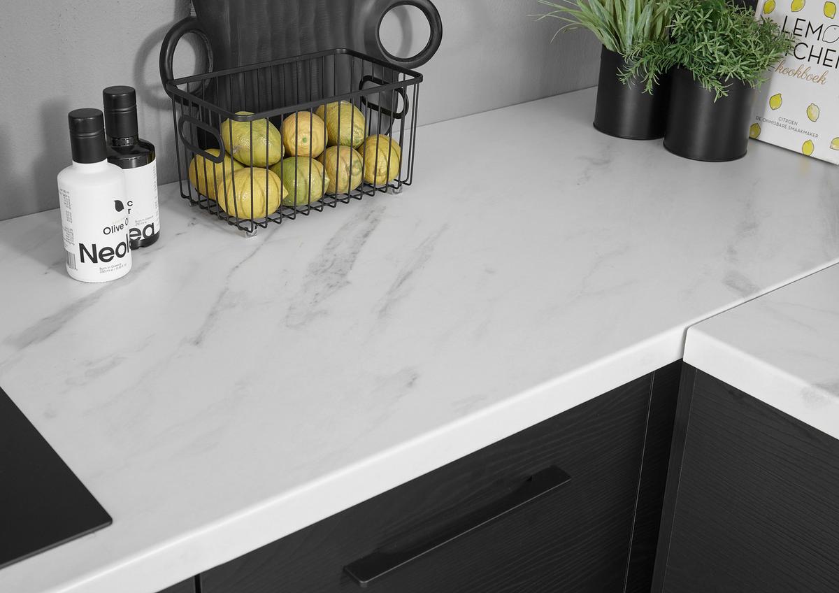 Eckküche New York mit Geräten ca.320x180cm Graphitfarben - Graphitfarben/Schwarz, Design, Holzwerkstoff/Metall (320/180cm) - P & B