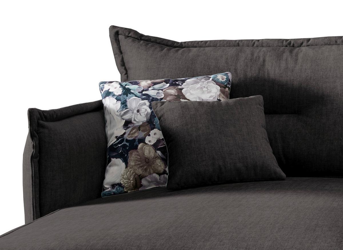 Wohnlandschaft Lava Anthrazit Velours - Türkis/Anthrazit, MODERN, Textil/Metall (180/255cm) - Livetastic