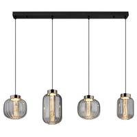 LED-Hängeleuchte Fluoro Schwarz/Chromfarben max. 29W - Klar/Chromfarben, Basics, Glas/Kunststoff (120/21/150cm) - Globo