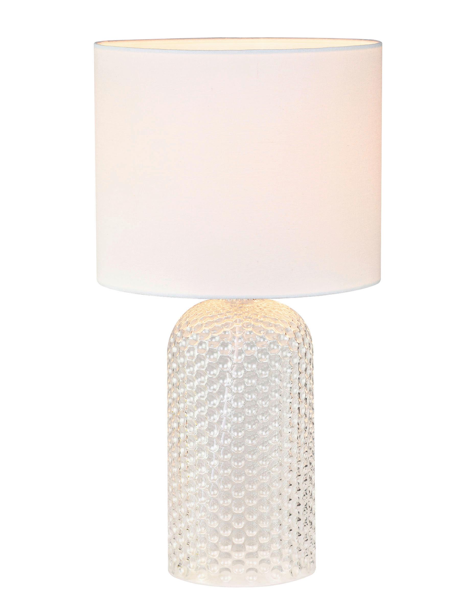 Tischleuchte Kristalya Weiß max. 60 Watt - Weiß, Basics, Glas/Textil (26,5/26,5/50cm)