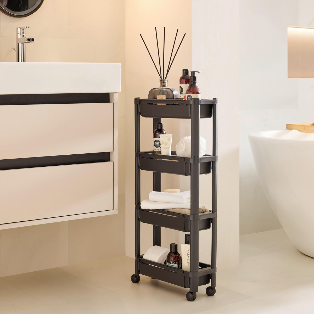 Cărucior universal depozitare Vale - negru, Konventionell, plastic (37,5/15/79cm) - Mömax