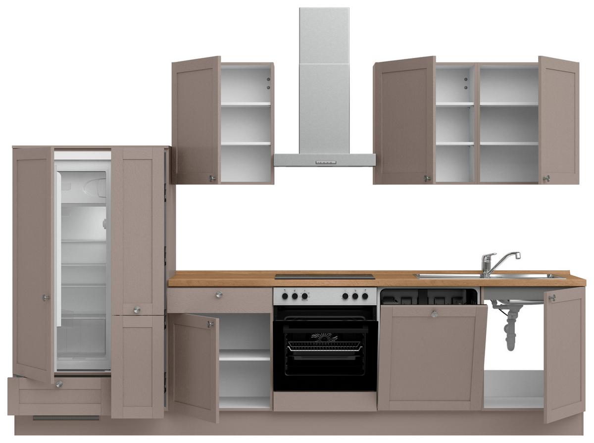 Küchenleerblock Frame Low o. Geräte Beigebraun - Edelstahlfarben/Eichefarben, MODERN, Holzwerkstoff/Metall (330cm) - Nobilia