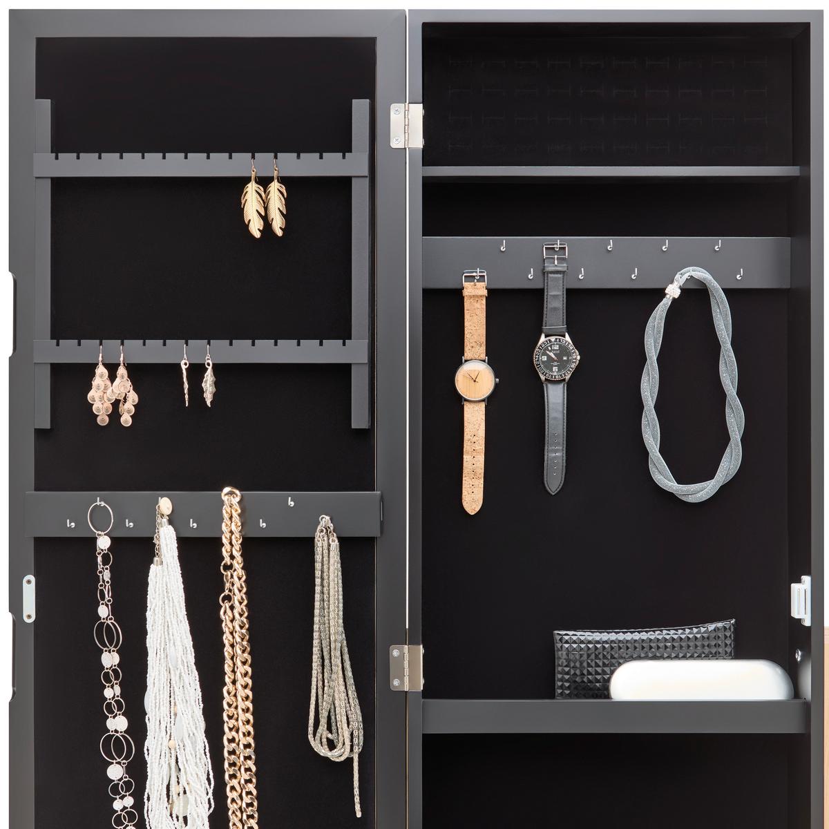 Schmuckschrank Viola Naturfarben/Schwarz - Schwarz/Naturfarben, MODERN, Glas/Holz (42/145/38cm) - Mömax