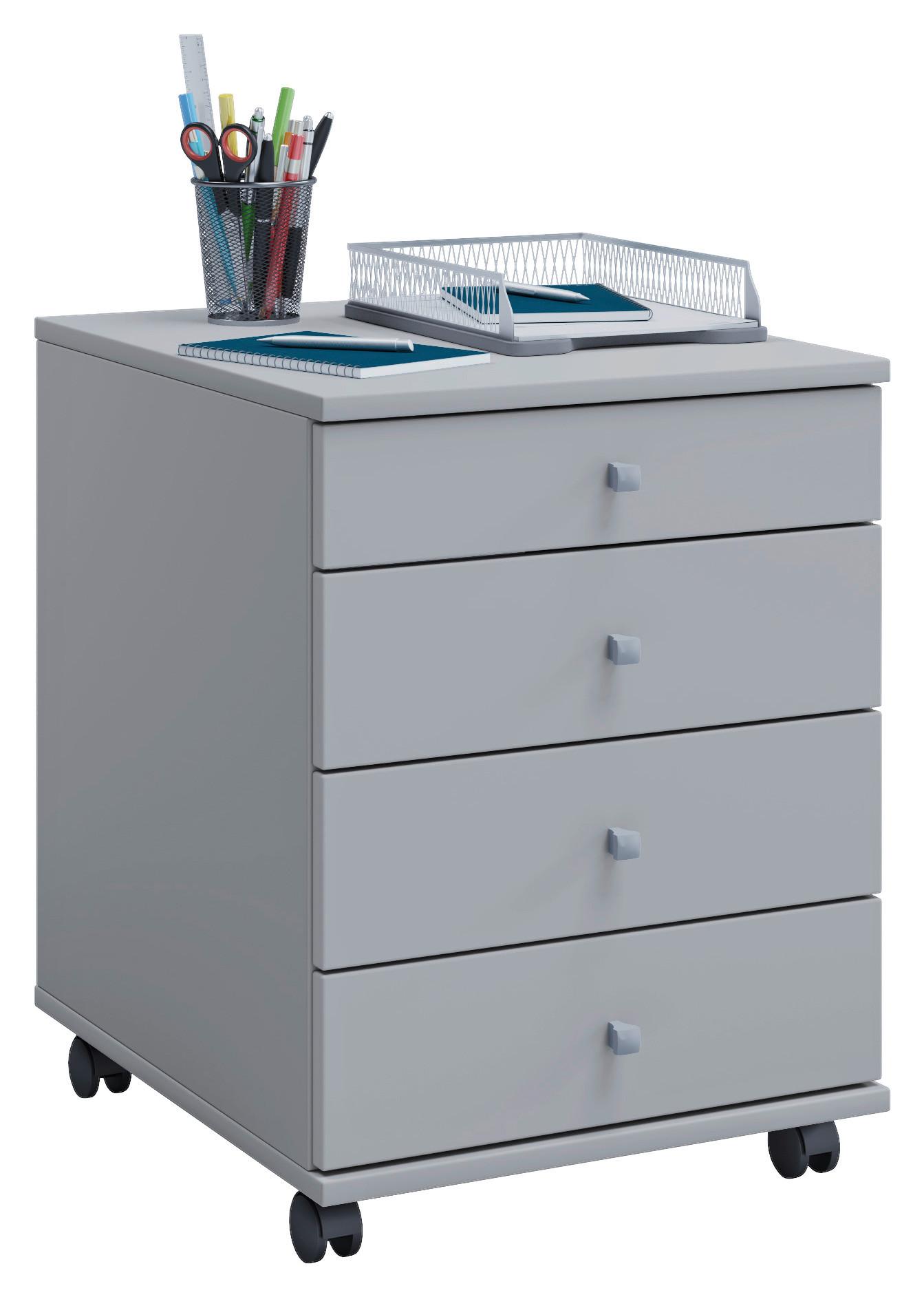 Predalnik Lona Mini, Siva - srebrne barve/siva, Basics, umetna masa/leseni material (42/57/50cm) - MID.YOU