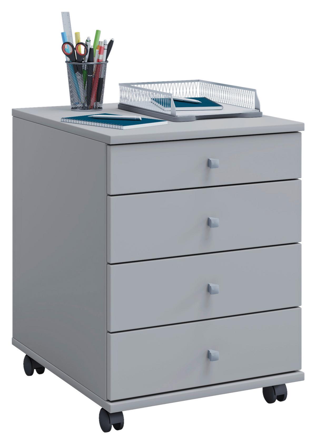 Rollcontainer Lona Mini Grau - Silberfarben/Grau, Basics, Holzwerkstoff/Kunststoff (42/57/50cm) - MID.YOU