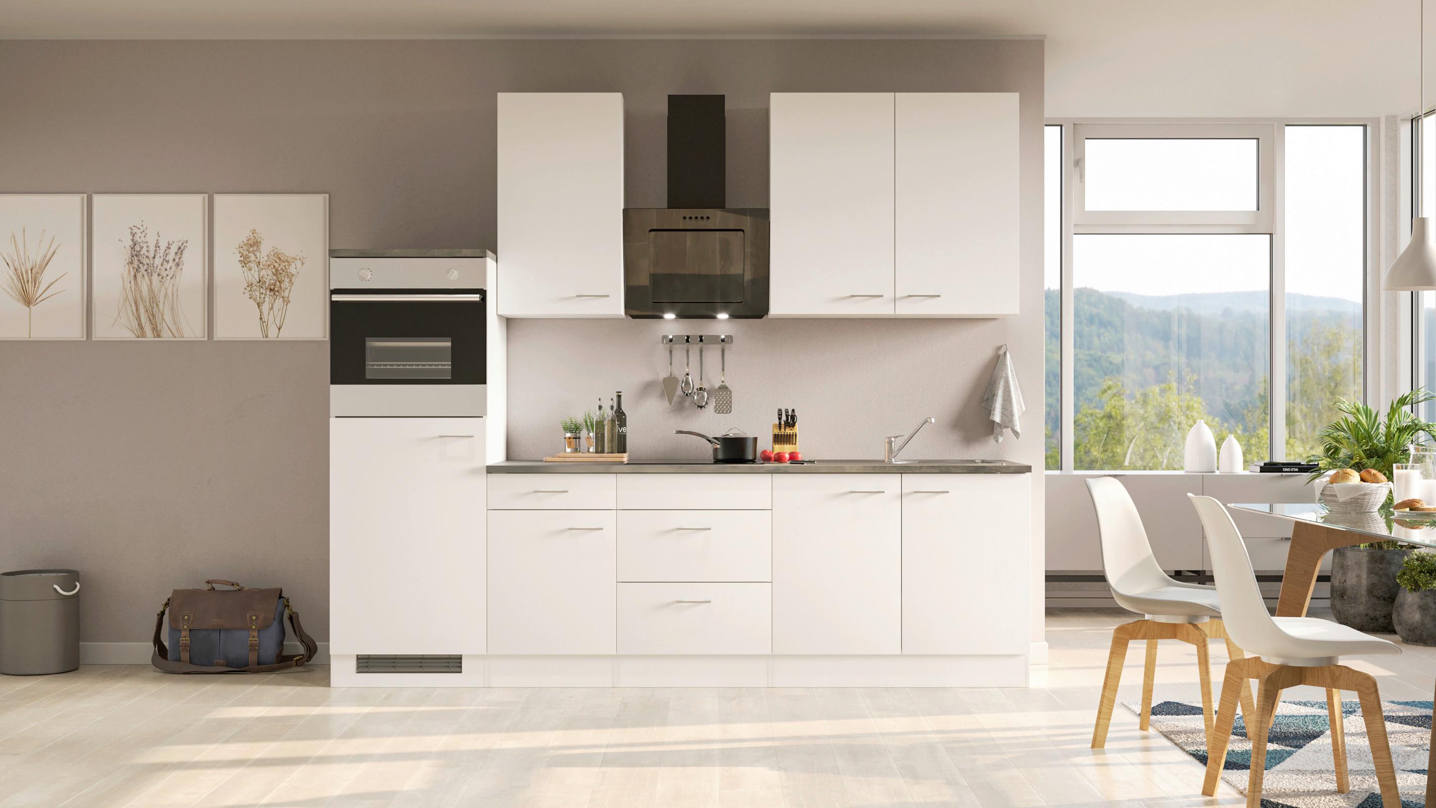 Kuhinjski Blok Z Aparati Lucca, Bela - bela/barve aluminija, Konvencionalno, umetna masa/leseni material (270cm) - FlexWell