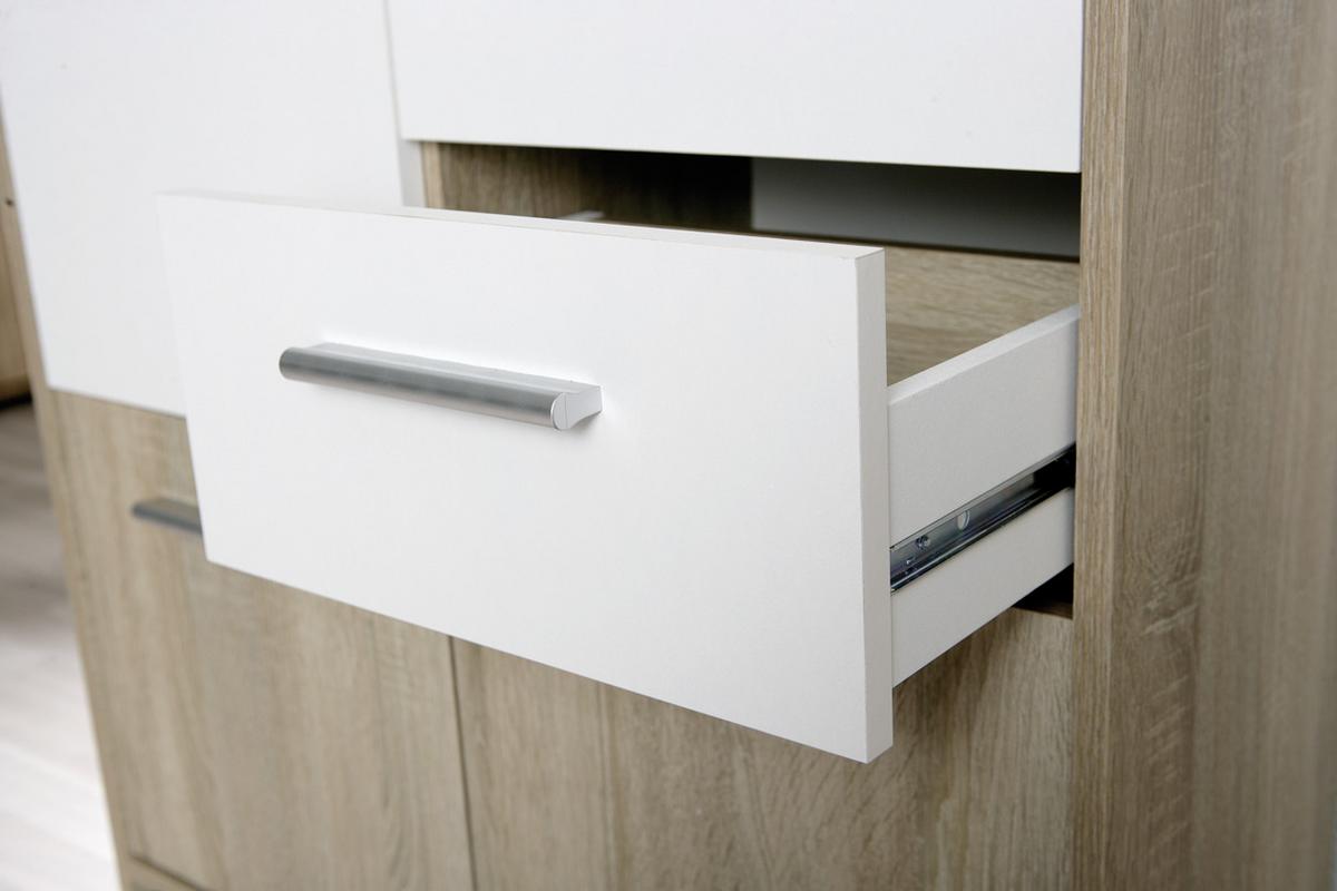 Kommode Eboli Weiß/Eiche - Weiß/Sonoma Eiche, Basics, Holzwerkstoff/Kunststoff (77/77/30cm) - MID.YOU